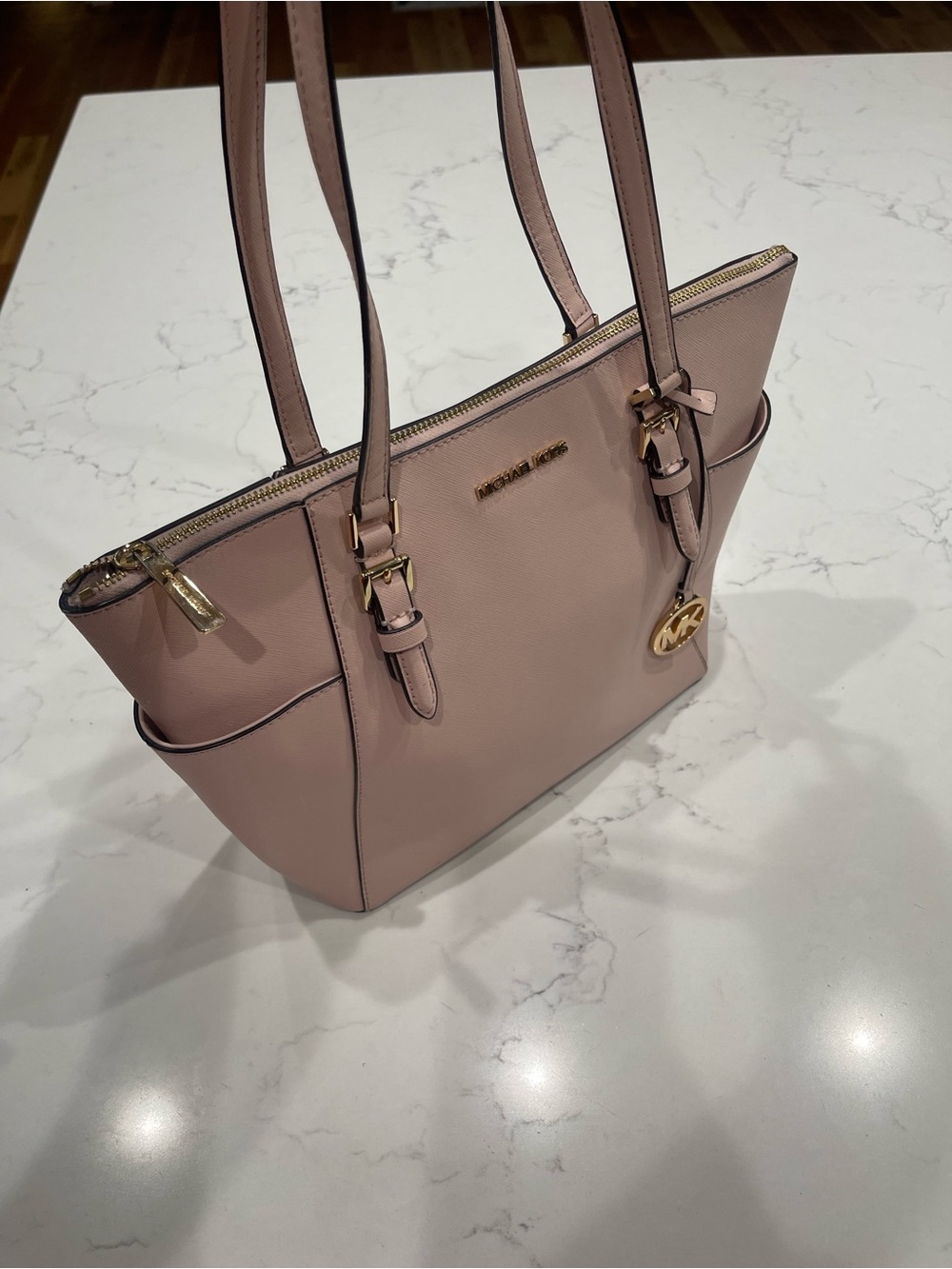 Michael Kors Blush Pink Saffiano Tote with Gold Hardware
